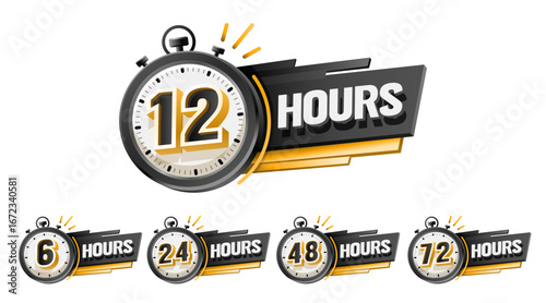 Set of temporary timers, hours of time left. Vector illustration