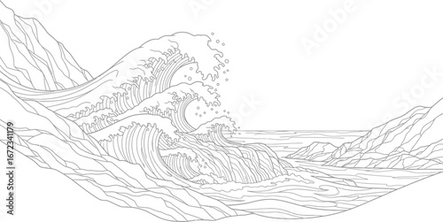 Waves ocean sea water rocks coast shoreline nature landscape seascape art