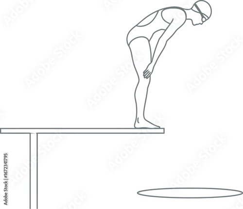 Swimmer diving board pool water sport athlete competition training exercise jump