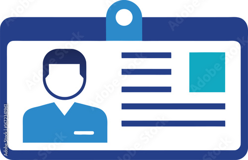 Employee identification card vector graphic with barcode and person icon for access control
