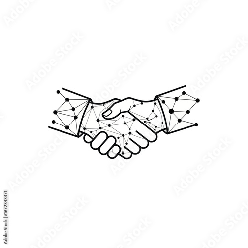 Geometric handshake illustration agreement partnership network