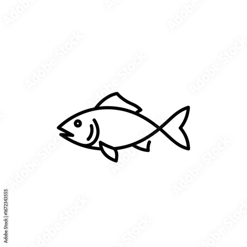 Minimalist fish line art icon graphic illustration on white background