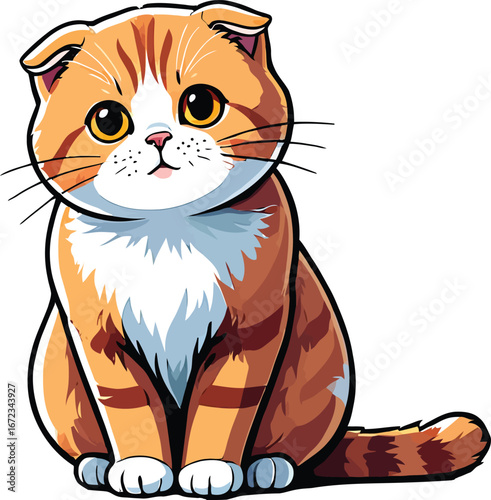 Cute cartoon a illustrator vector scottish fold