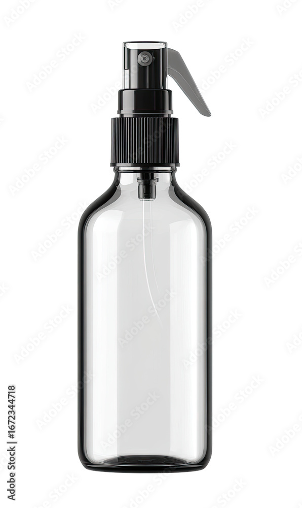 Fototapeta premium Clear glass rectangular bottle with spray top