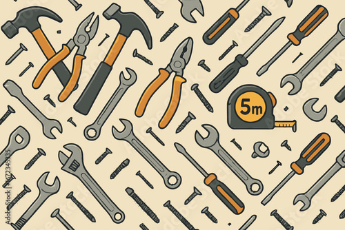 Collection of various hand tools arranged on a neutral background for DIY enthusiasts and craftsmen