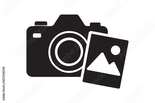 Camera and photo snapshot silhouette vector illustration on white background 
