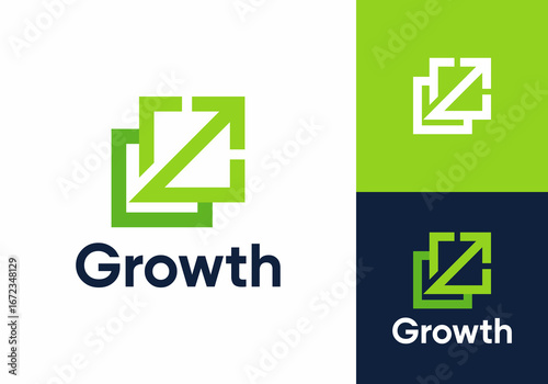 arrow with square logo. tech digital growth finance icon vector design	
