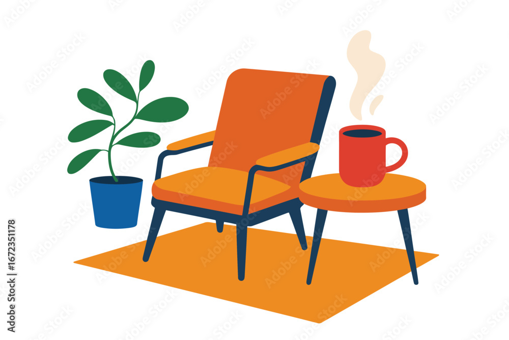 Fototapeta premium Minimalist illustration of a cozy reading scene with a book and warm lighting suitable for banners and advertisements