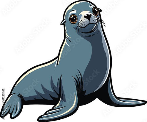 Cute cartoon a illustrator vector sea lion