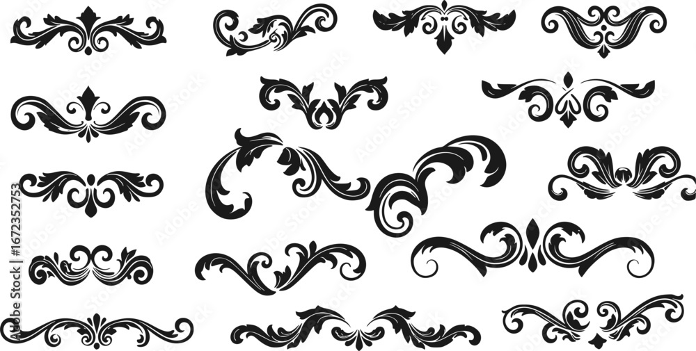 Fototapeta premium vector set of Flourish Vector Design Elements Collection 