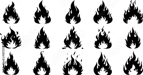 vector set of Vignette Fire Flame Illustration

