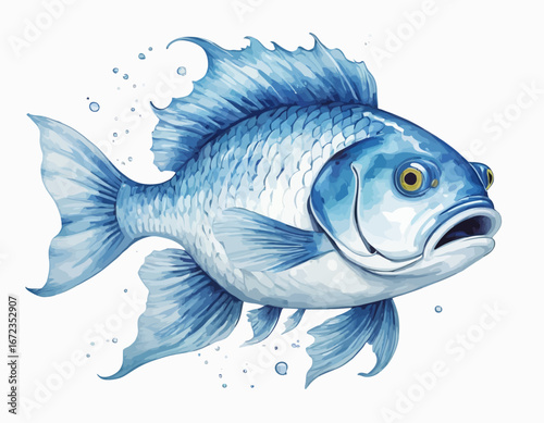 Fish digital Art, Intricate Powerful and Ready for Print or Web, Sharp Details. Strong Identity. Timeless Design, Symbolize Strength, Courage, Logo