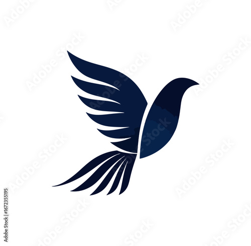 Abstract blue bird in flight graphic design