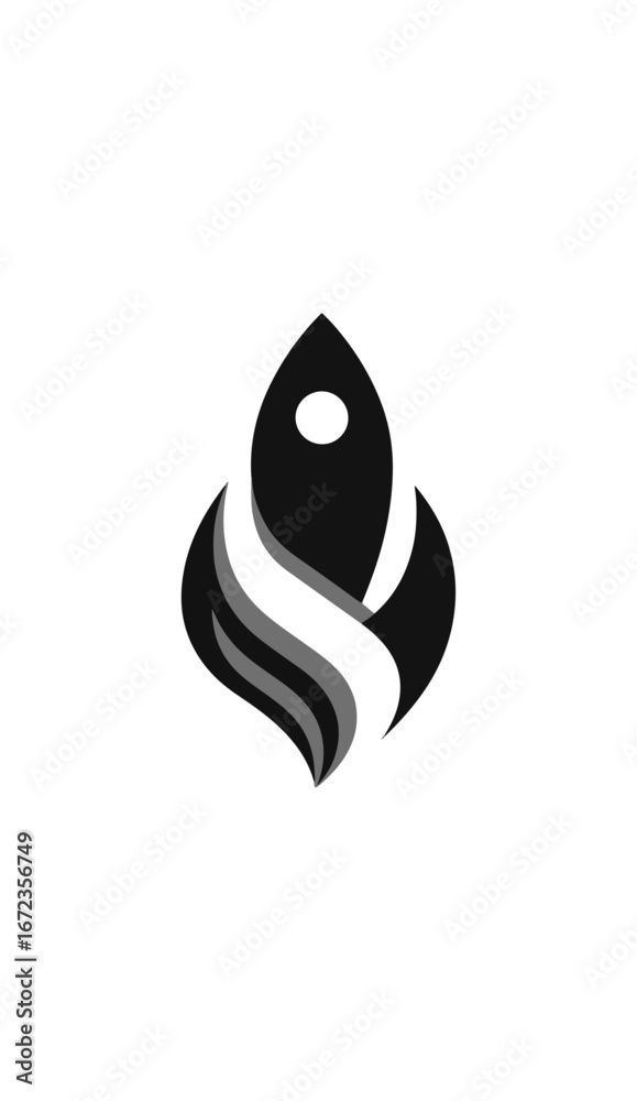 Fototapeta premium Abstract grayscale rocket shape design