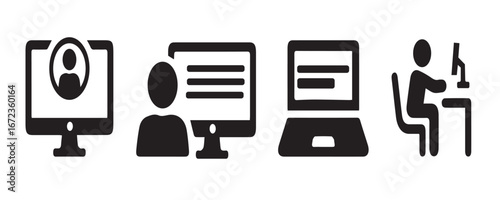 Laptop computer or notebook computer flat icon for apps and websites.Device icon set: Laptop, Compute.