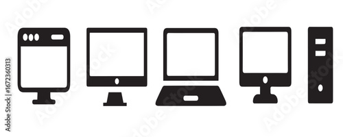 Laptop computer or notebook computer flat icon for apps and websites.Device icon set: Laptop, Compute.