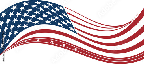 Majestic waving american flag abstract banner with flowing red and blue waves vector