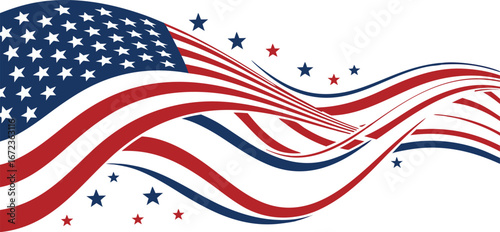 Abstract wavy american flag design with stars festive patriotic banner background vector