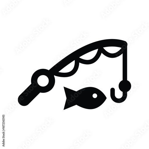 fishing rod glyph icon illustration vector graphic.eps
