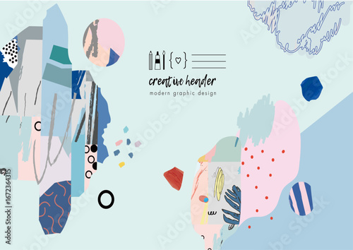 This eye-catching creative header showcases a blend of abstract elements and colors, perfect for modern graphic design projects and branding needs.