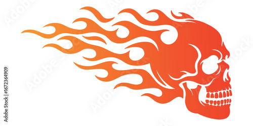 Fire skull at speed.vector illustration on white background