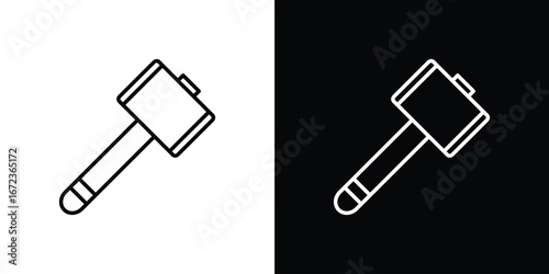 Wooden mallet icon in editable stroke. EPS 10 vector illustration.