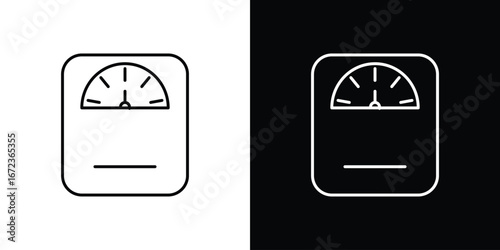 Weight scale icon in editable stroke. EPS 10 vector illustration.
