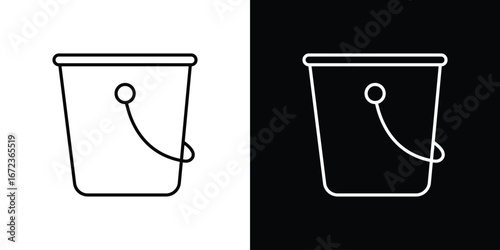 Water bucket icon in editable stroke. EPS 10 vector illustration.