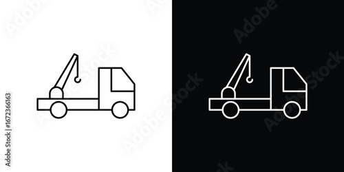 Tow truck icon in editable stroke. EPS 10 vector illustration.