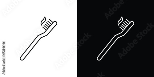 Toothbrush icon in editable stroke. EPS 10 vector illustration.