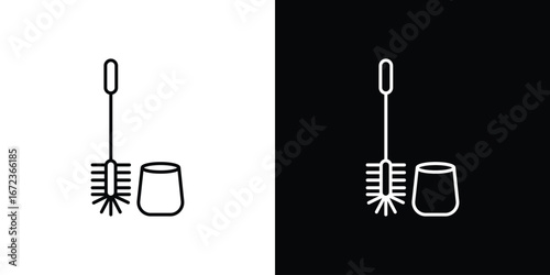 Toilet brush icon in editable stroke. EPS 10 vector illustration.