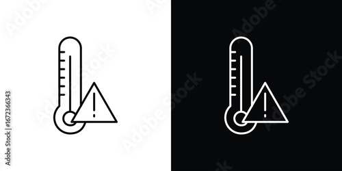 Temperature warning sign icon in editable stroke. EPS 10 vector illustration.