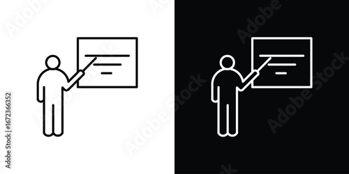 Teaching icon in editable stroke. EPS 10 vector illustration.