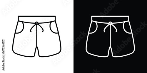 Swim shorts icon in editable stroke. EPS 10 vector illustration.