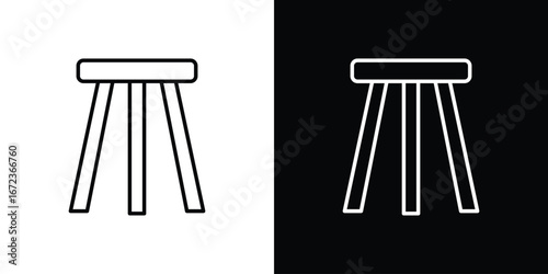 Stool icon in editable stroke. EPS 10 vector illustration.
