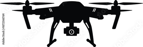 Modern drone silhouette overhead view technology aerial photography future transport vector