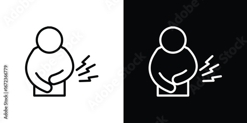 Stomachache icon in editable stroke. EPS 10 vector illustration.