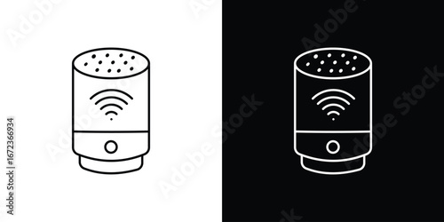 Smart speaker icon in editable stroke. EPS 10 vector illustration.