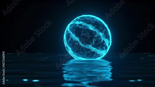 Abstract glowing blue shape in dark background