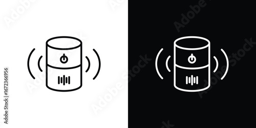 Smart speaker icon in editable stroke. EPS 10 vector illustration.