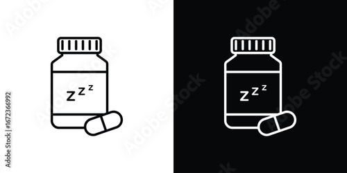 Sleeping pills icon in editable stroke. EPS 10 vector illustration.