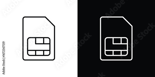 Sim card icon in editable stroke. EPS 10 vector illustration.