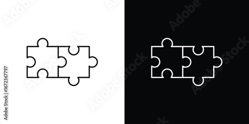 Puzzle icon in editable stroke. EPS 10 vector illustration.