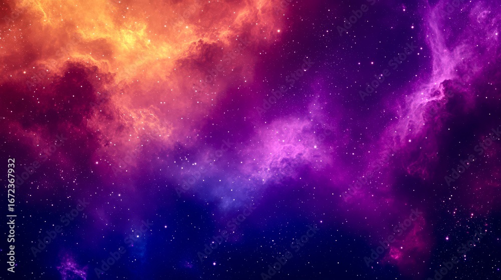 Fototapeta premium Pink purple galaxy cosmic nebula background glowing stars for creative projects