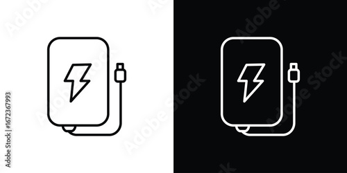 Power bank icon in editable stroke. EPS 10 vector illustration.