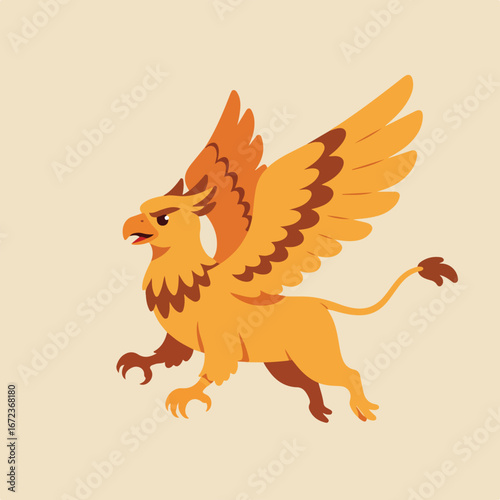 Griffin Leaping Forward on Beige Backdrop