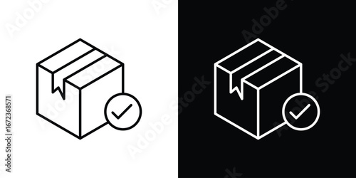 Order receive icon in editable stroke. EPS 10 vector illustration.