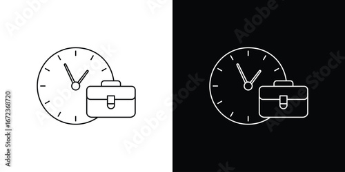Office time icon in editable stroke. EPS 10 vector illustration.