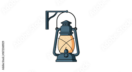 Lantern Hanging on Wall, Providing Warm Glow and Light