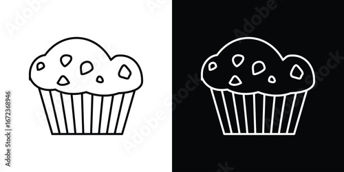 Muffin icon in editable stroke. EPS 10 vector illustration.